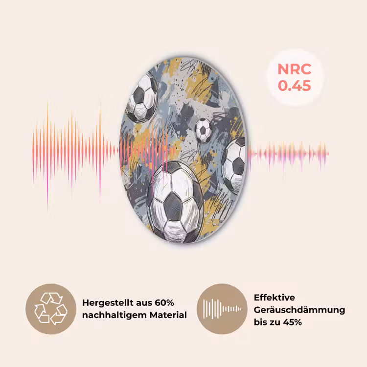 Voetbal - Abstract - Sport - Kleurrijk Akoestische PET Vilt - Rond klein -USP_DE