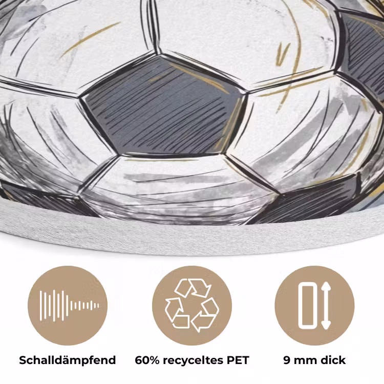 Voetbal - Abstract - Sport - Kleurrijk Akoestische PET Vilt - Rond klein -closeup_DE
