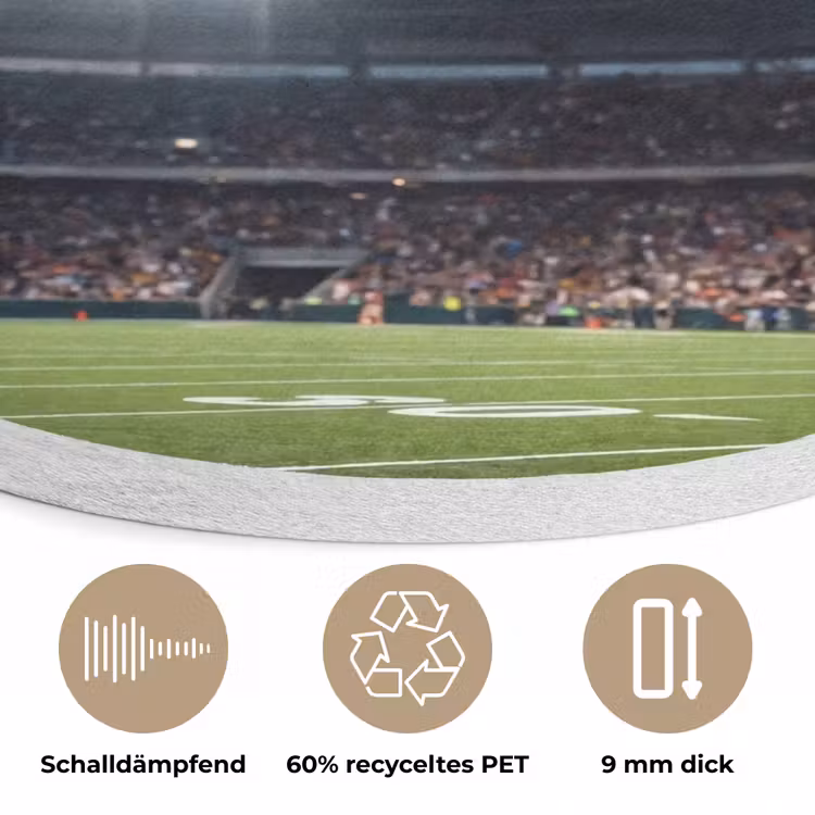 Football - Bal - Stadion - Sport Akoestische PET Vilt - Rond klein -closeup_DE