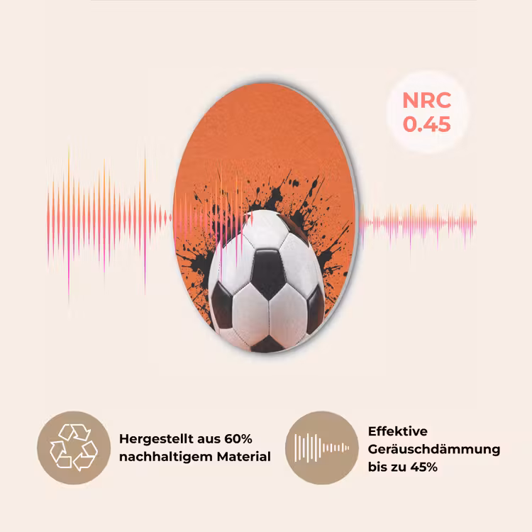 Voetbal - Verf - Sport - Oranje Akoestische PET Vilt - Rond klein -USP_DE