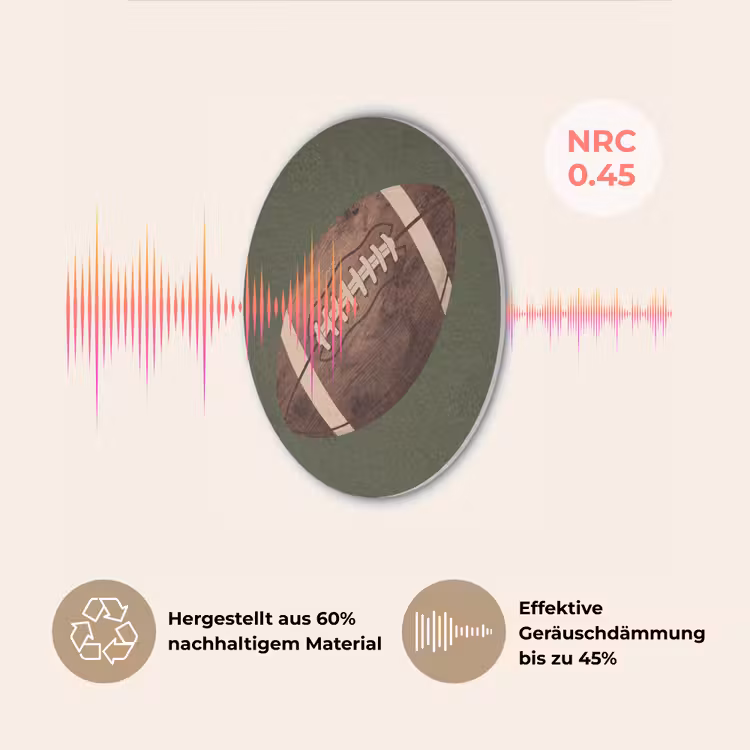 Football - Hout - Sport - Groen Akoestische PET Vilt - Rond klein -USP_DE