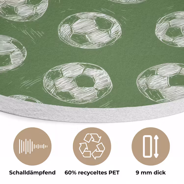 Voetbal - Sport - Groen Akoestische PET Vilt - Rond klein 838 -closeup_DE