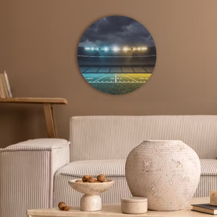 Voetbal - Stadion - Nacht - Modern Akoestische PET Vilt - Rond klein -sfeer1