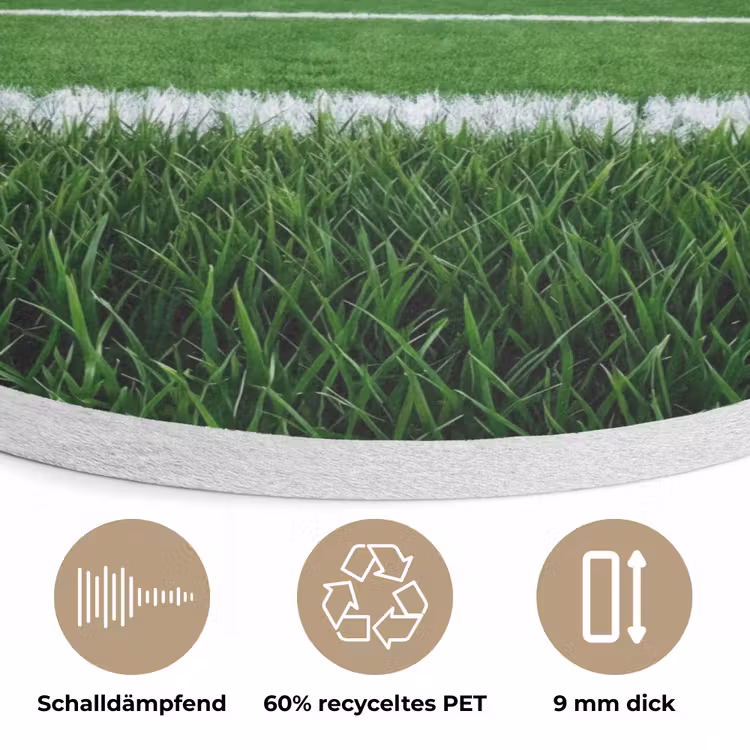 Voetbal - Stadion - Sport - Groen Akoestische PET Vilt - Rond klein -closeup_DE