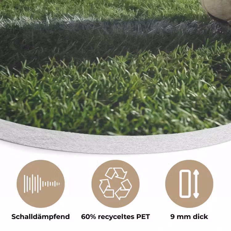 Voetbal - Stadion - Sport - Groen Akoestische PET Vilt - Rond klein -closeup_DE