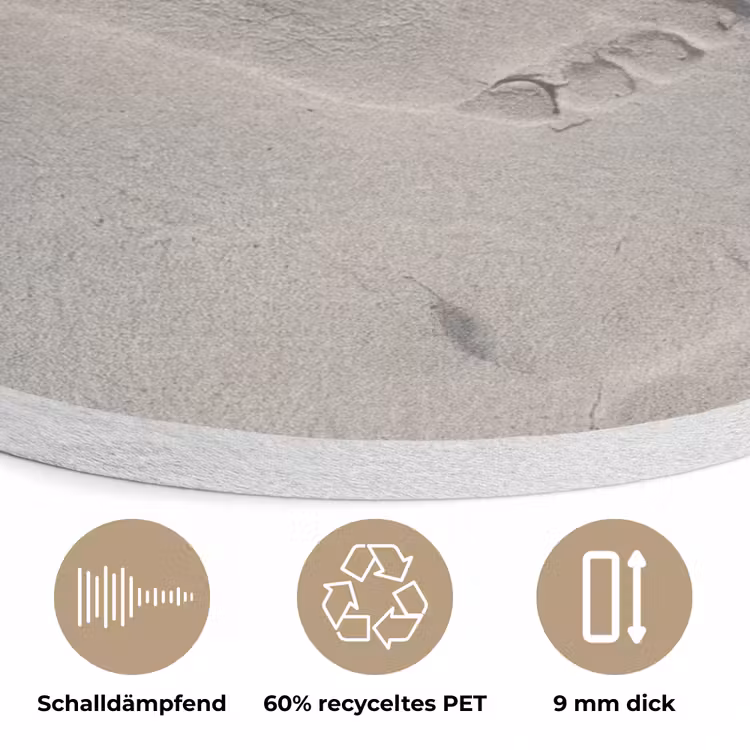 Voeten - Afdrukken - Zand Akoestische PET Vilt - Rond klein -closeup_DE