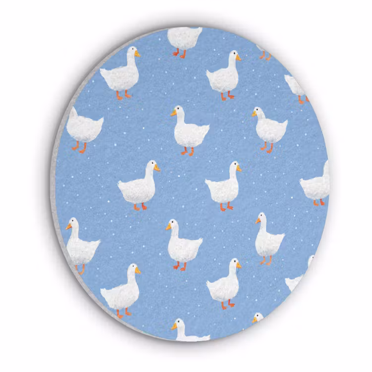 Ganzen - Elegant - Blauw Akoestische PET Vilt - Rond klein 838 -3d
