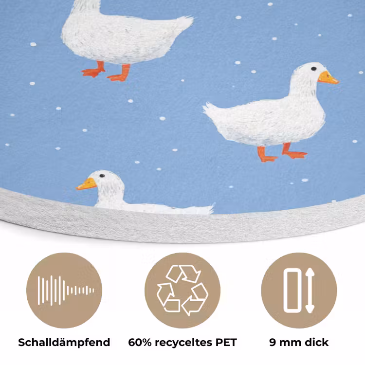 Ganzen - Elegant - Blauw Akoestische PET Vilt - Rond klein 838 -closeup_DE