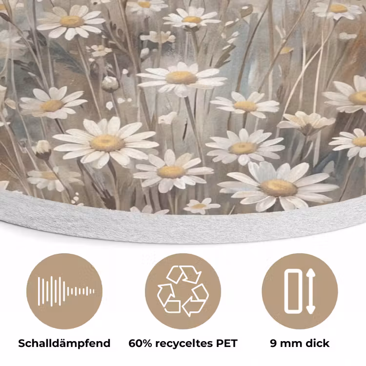Madelief - Illustratie - Wit Akoestische PET Vilt - Rond klein -closeup_DE
