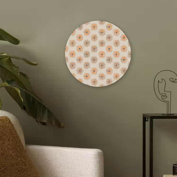 Madelief - Patroon - Oranje Akoestische PET Vilt - Rond klein 838 -sfeer2