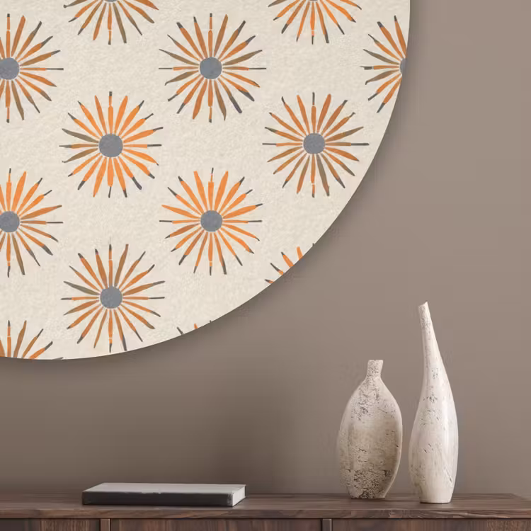 Madelief - Patroon - Oranje Akoestische PET Vilt - Rond klein 838 -sfeer5_closeup