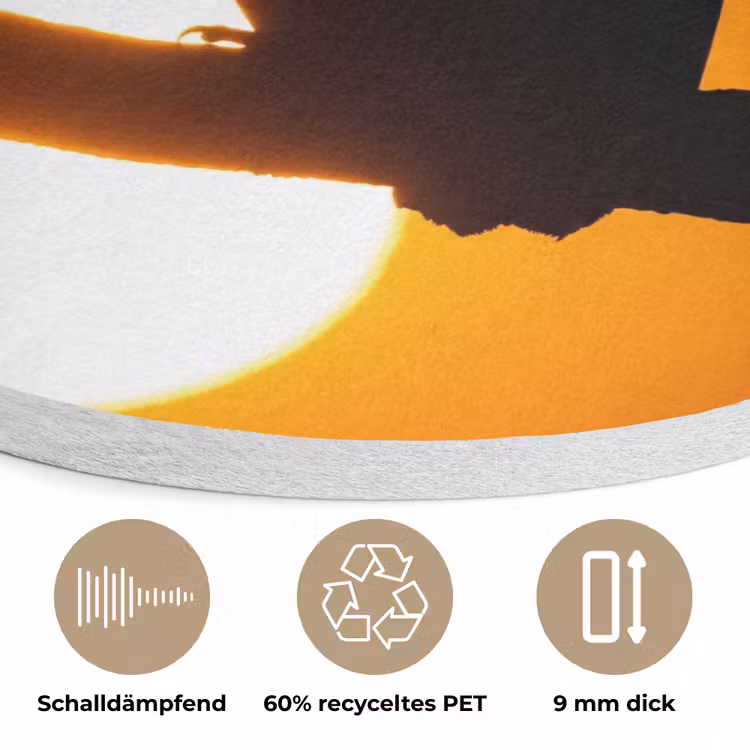 Gier - Tak - Zon - Oranje Akoestische PET Vilt - Rond klein -closeup_DE