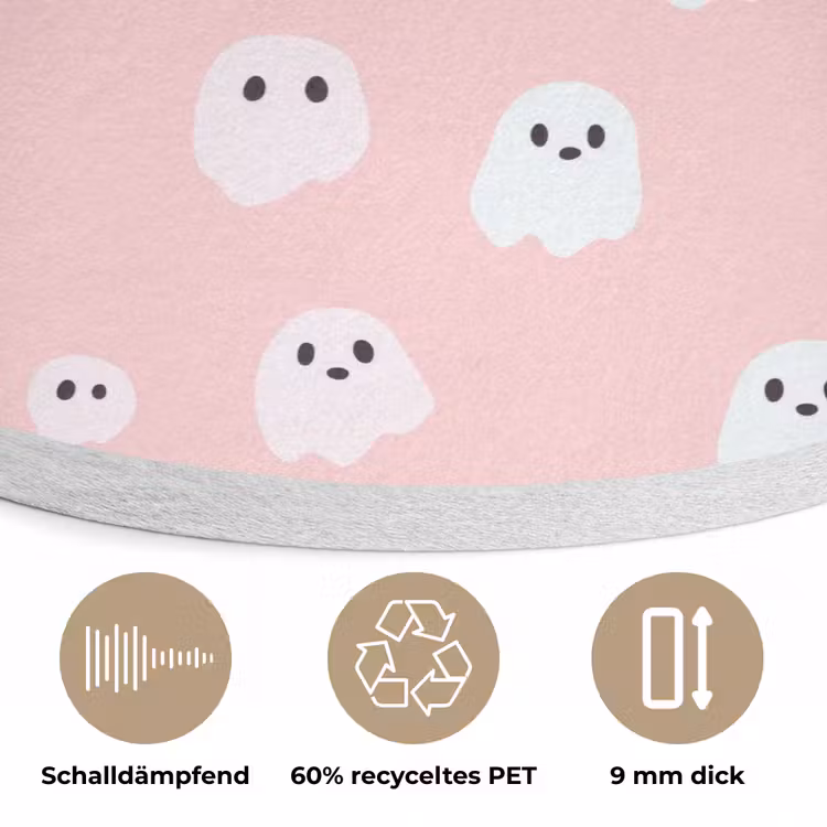 Spookjes - Patroon - Roze Akoestische PET Vilt - Rond klein 838 -closeup_DE