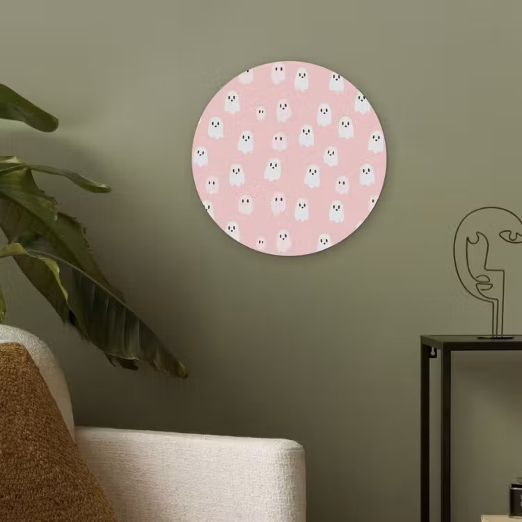 Spookjes - Patroon - Roze Akoestische PET Vilt - Rond klein 838 -sfeer2
