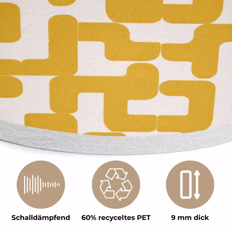 Geel - Beige - Patroon Akoestische PET Vilt - Rond klein 838 -closeup_DE