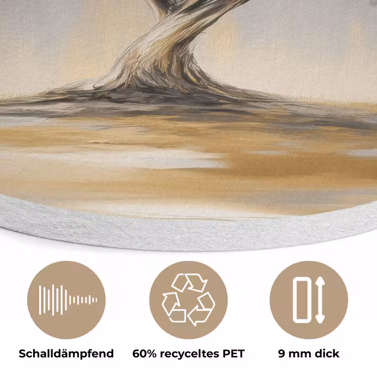 Schilderij - Boom - Abstract - Bladeren Akoestische PET Vilt - Rond klein -closeup_DE