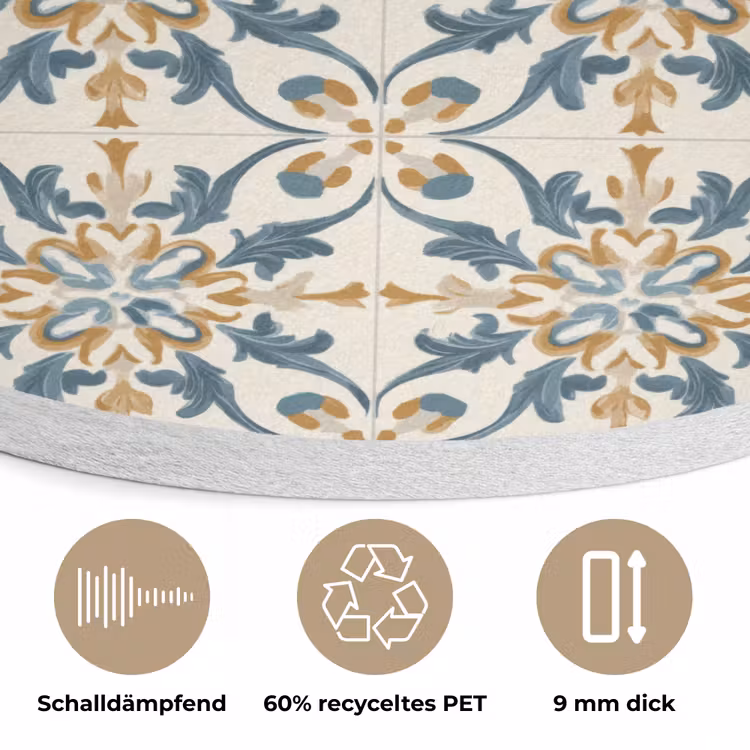 Patroon - Klassiek - Kleurrijk Akoestische PET Vilt - Rond klein 838 -closeup_DE