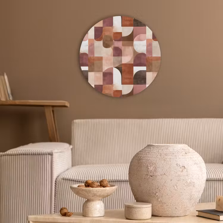 Geometrie - Modern - Retro Akoestische PET Vilt - Rond klein 838 -sfeer1