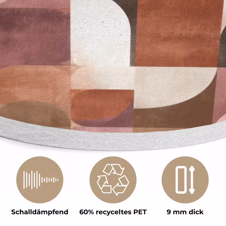 Geometrie - Modern - Retro Akoestische PET Vilt - Rond klein 838 -closeup_DE