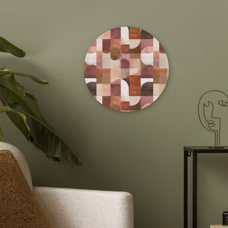 Geometrie - Modern - Retro Akoestische PET Vilt - Rond klein 838 -sfeer2