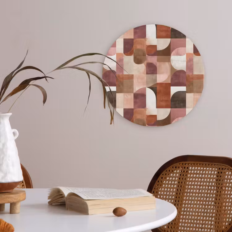Geometrie - Modern - Retro Akoestische PET Vilt - Rond klein 838 -sfeer3