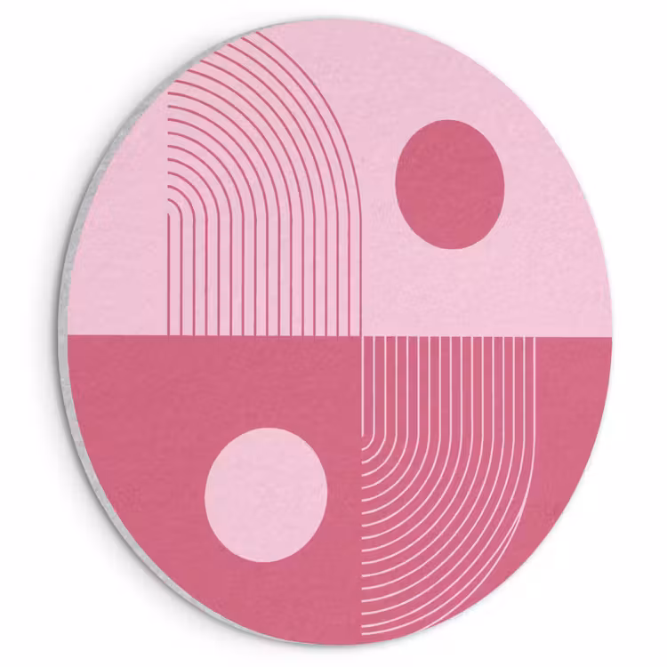 Geometrie - Patroon - Abstract - Roze - Modern Akoestische PET Vilt - Rond klein -3d
