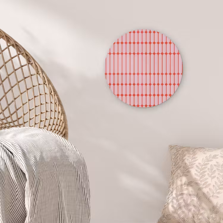 Geometrisch - Minimalistisch - Rood - Roze Akoestische PET Vilt - Rond klein 838 -sfeer4