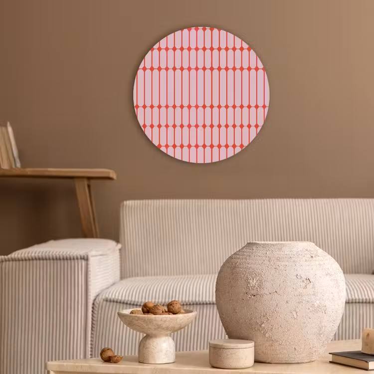 Geometrisch - Minimalistisch - Rood - Roze Akoestische PET Vilt - Rond klein 838 -sfeer1