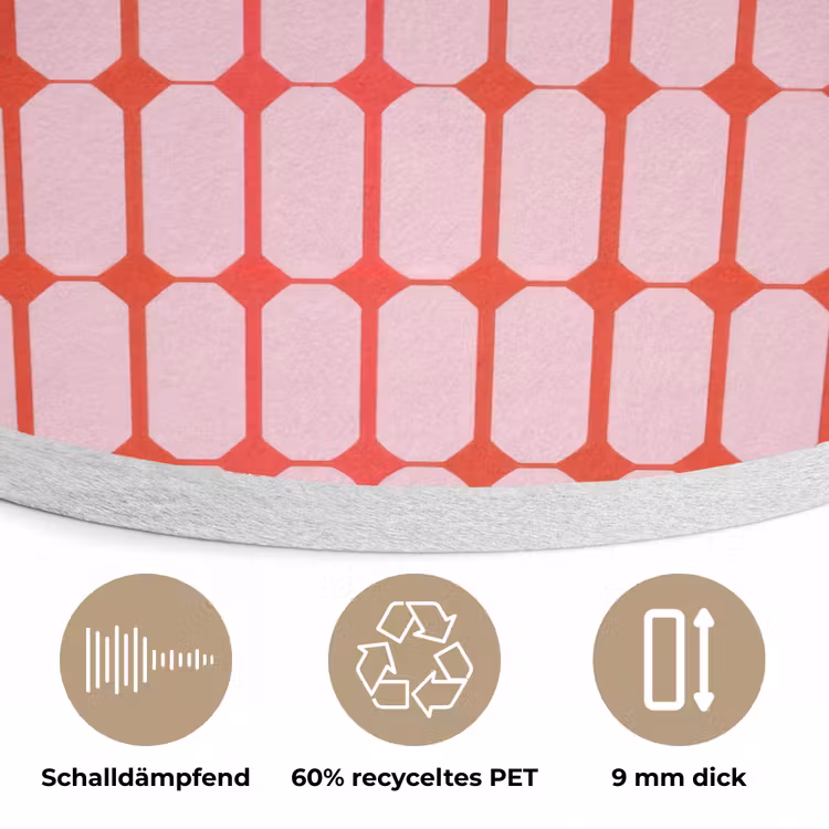 Geometrisch - Minimalistisch - Rood - Roze Akoestische PET Vilt - Rond klein 838 -closeup_DE