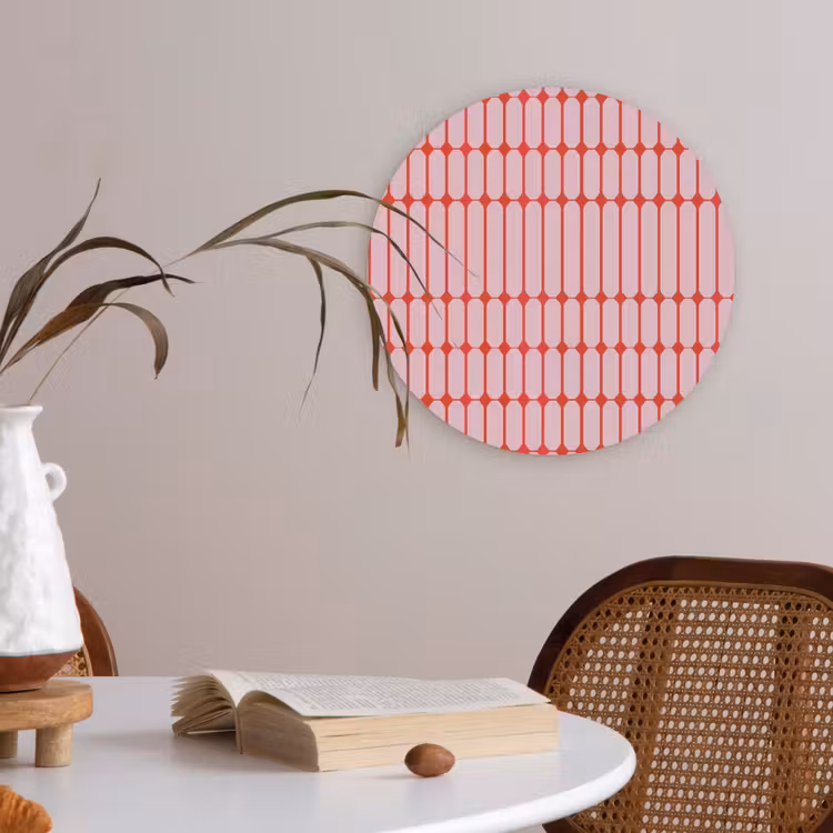 Geometrisch - Minimalistisch - Rood - Roze Akoestische PET Vilt - Rond klein 838 -sfeer3