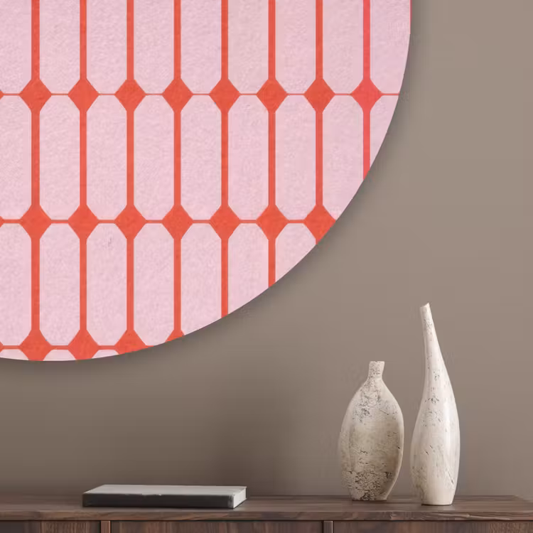 Geometrisch - Minimalistisch - Rood - Roze Akoestische PET Vilt - Rond klein 838 -sfeer5_closeup