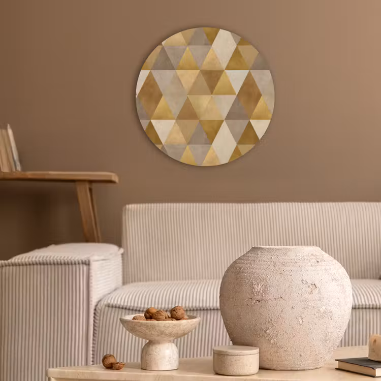 Geometrisch - Driehoek - Goud Akoestische PET Vilt - Rond klein 838 -sfeer1