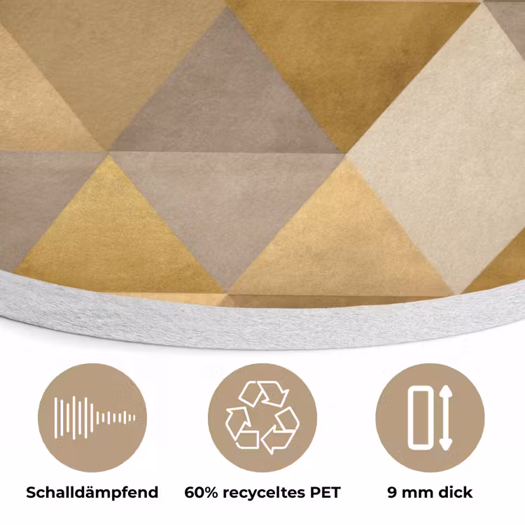 Geometrisch - Driehoek - Goud Akoestische PET Vilt - Rond klein 838 -closeup_DE