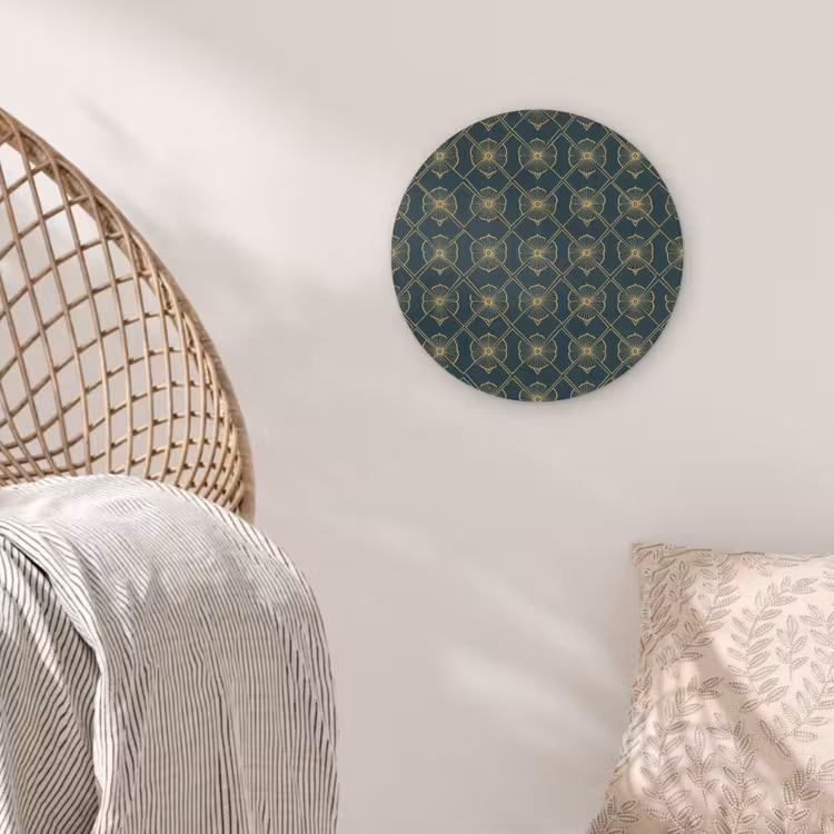 Geometrisch - Elegant - Groen Akoestische PET Vilt - Rond klein 838 -sfeer4