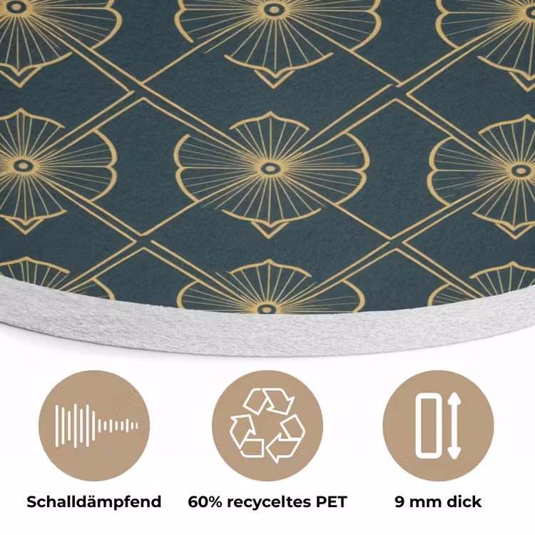 Geometrisch - Elegant - Groen Akoestische PET Vilt - Rond klein 838 -closeup_DE