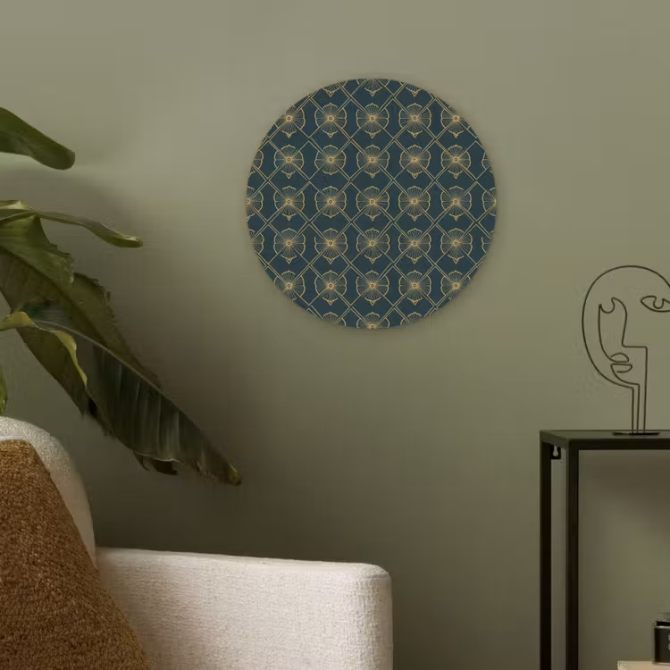 Geometrisch - Elegant - Groen Akoestische PET Vilt - Rond klein 838 -sfeer2