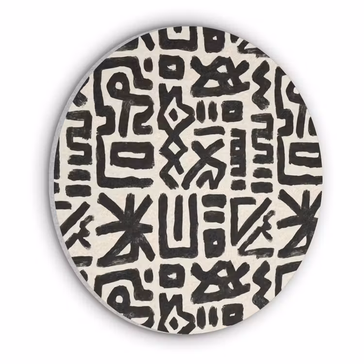Geometrisch - Figuren - Zwart Akoestische PET Vilt - Rond klein 838 -3d