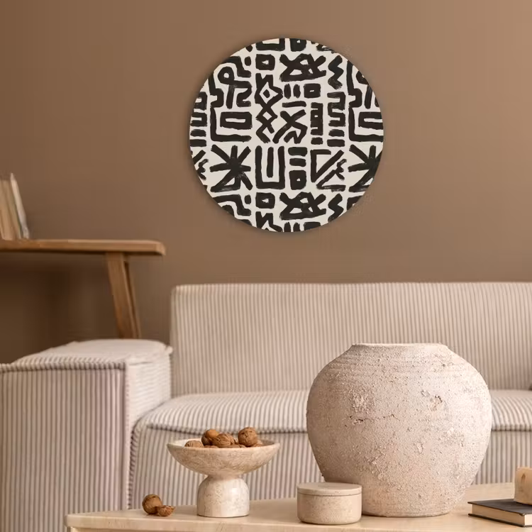 Geometrisch - Figuren - Zwart Akoestische PET Vilt - Rond klein 838 -sfeer1