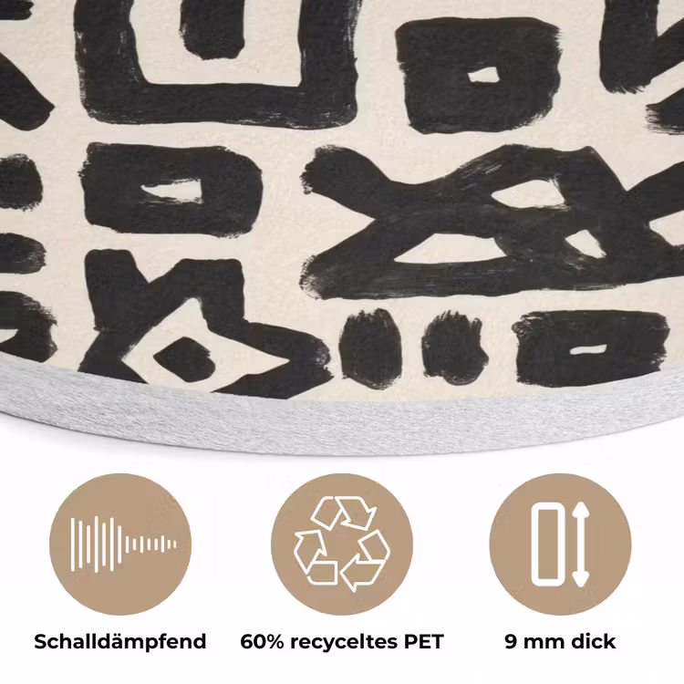 Geometrisch - Figuren - Zwart Akoestische PET Vilt - Rond klein 838 -closeup_DE