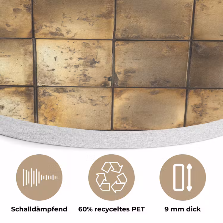 Geometrisch - Tegels - Goud Akoestische PET Vilt - Rond klein 838 -closeup_DE