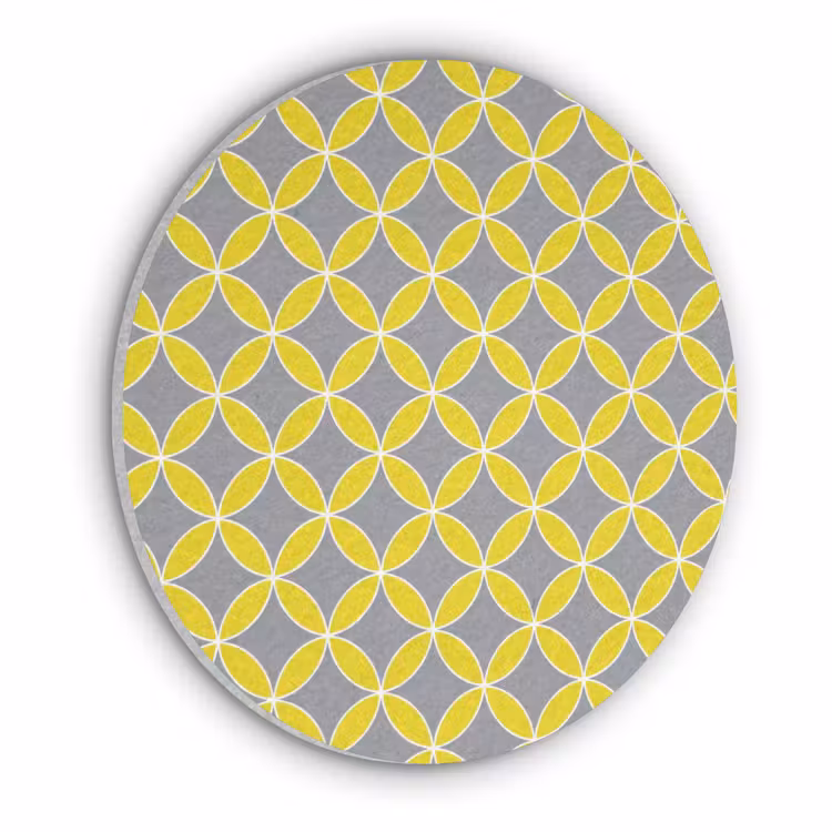 Geometrisch - Cirkels - Modern - Grijs - Geel Akoestische PET Vilt - Rond klein 838 -3d