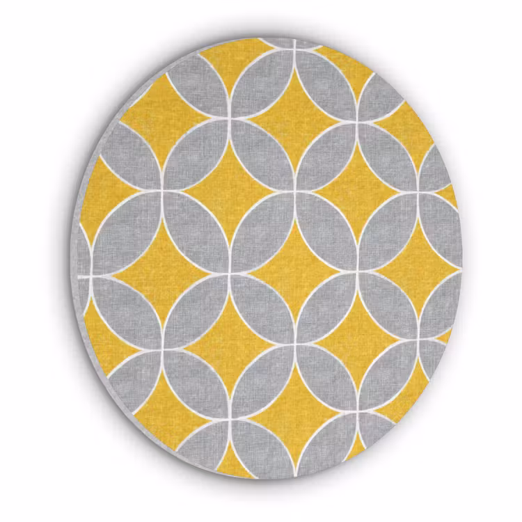 Geometrisch - Cirkels - Textuur - Grijs - Geel Akoestische PET Vilt - Rond klein 838 -3d