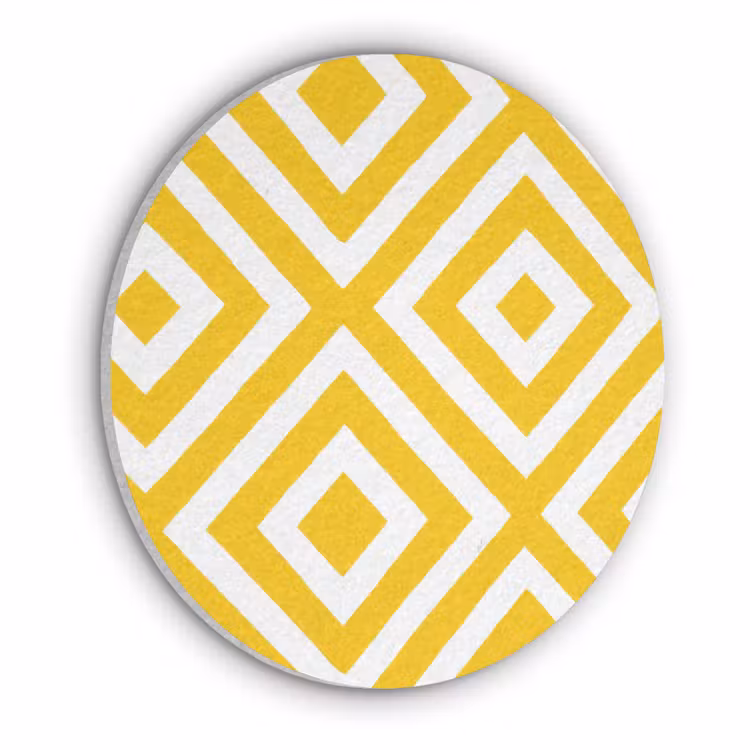 Geometrisch - Lijnen - Modern - Geel - Wit Akoestische PET Vilt - Rond klein 838 -3d