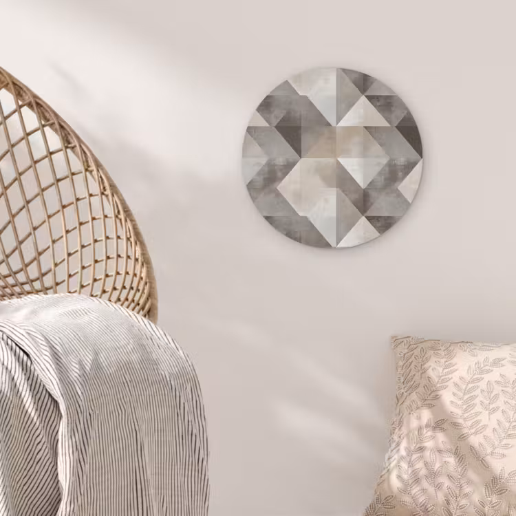 Geometrisch - Motief - Aardetinten Akoestische PET Vilt - Rond klein 838 -sfeer4
