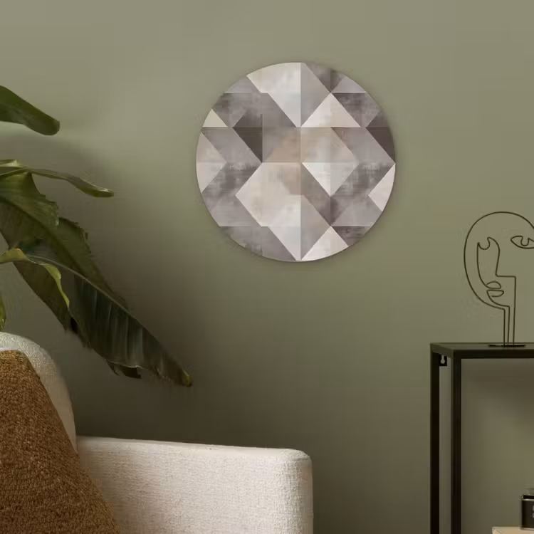 Geometrisch - Motief - Aardetinten Akoestische PET Vilt - Rond klein 838 -sfeer2