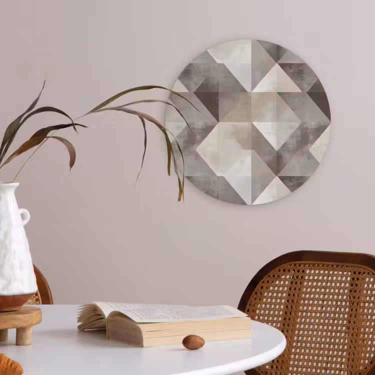 Geometrisch - Motief - Aardetinten Akoestische PET Vilt - Rond klein 838 -sfeer3