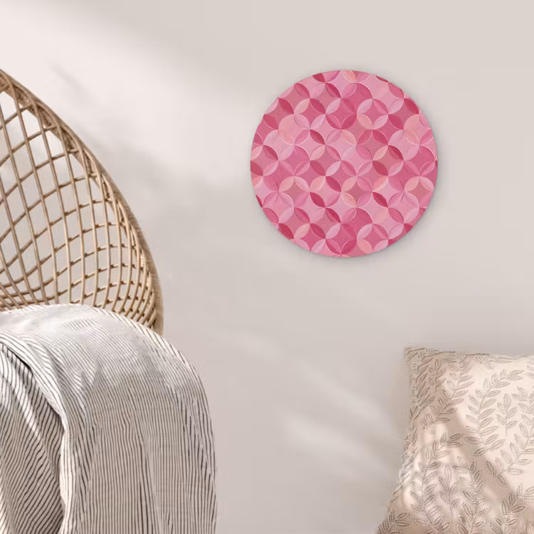 Geometrisch - Mozaïek - Modern - Roze Akoestische PET Vilt - Rond klein 838 -sfeer4