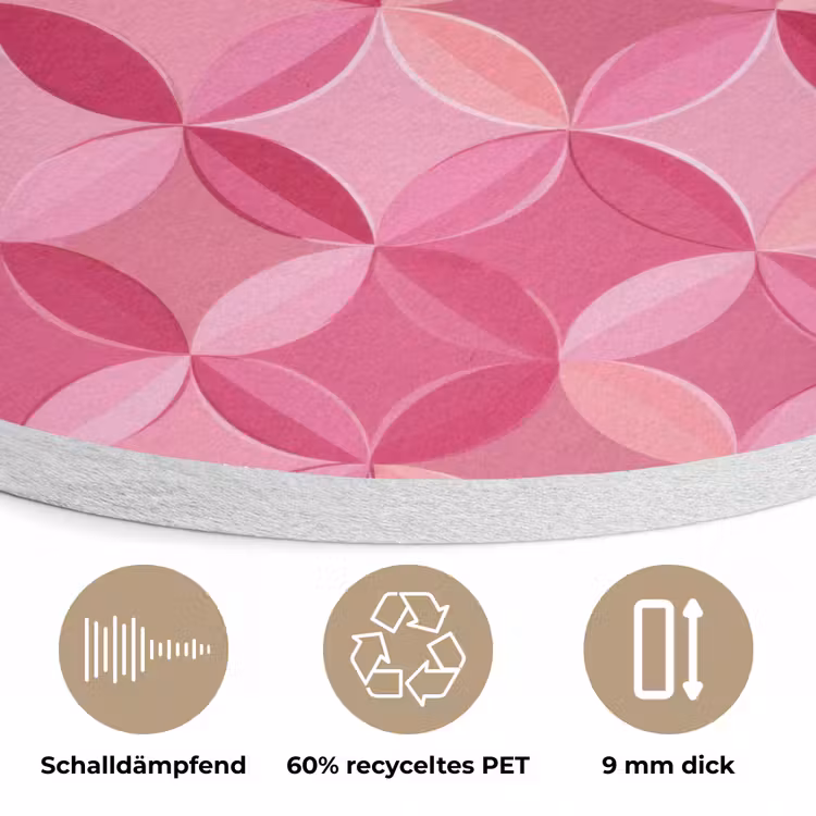 Geometrisch - Mozaïek - Modern - Roze Akoestische PET Vilt - Rond klein 838 -closeup_DE