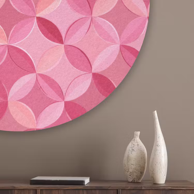 Geometrisch - Mozaïek - Modern - Roze Akoestische PET Vilt - Rond klein 838 -sfeer5_closeup