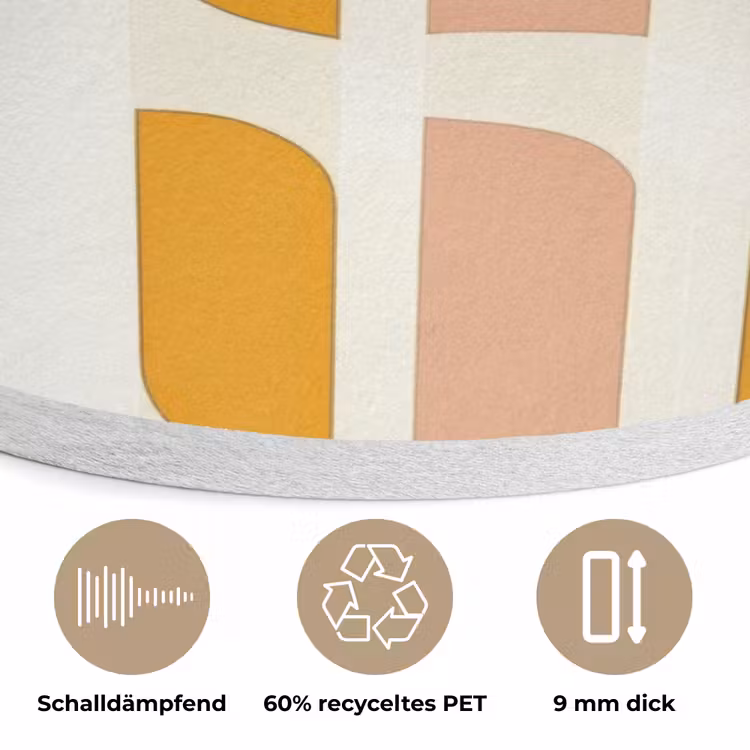 Geometrisch - Patroon - Geel - Roze Akoestische PET Vilt - Rond klein 838 -closeup_DE